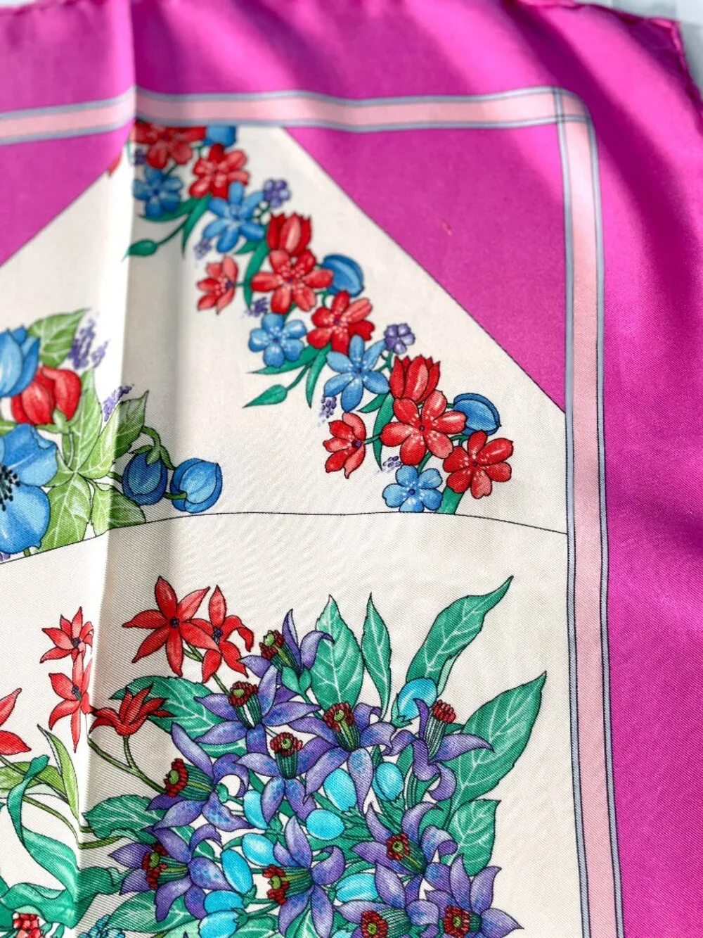 Vintage Christian Dior Floral Silk Scarf | Made in Italy